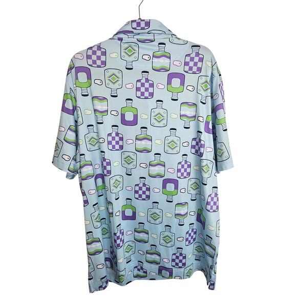 NEW Deolax Polo Shirt Blue All Over Print Short Sleeve Pullover Top Men XXL - Picture 9 of 9